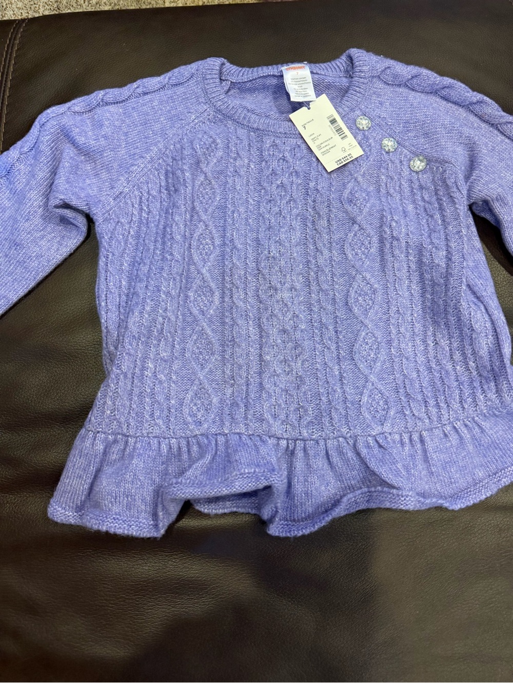 Gymboree Lavender Cable Knit Ruffle Hem Sweater